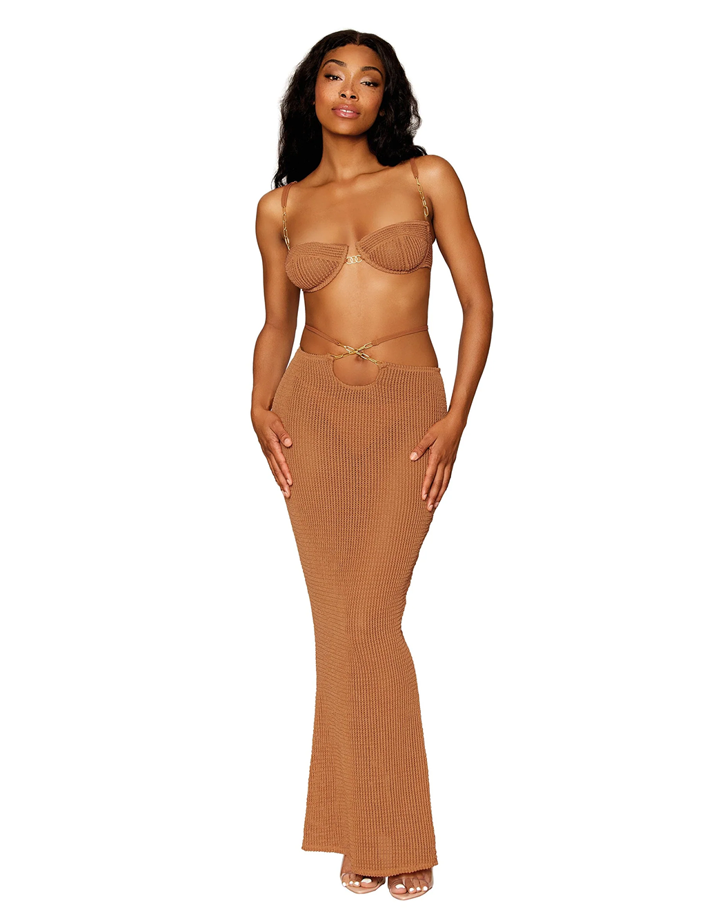 Dreamgirl Rib Knit Bra & Slip Skirt Set