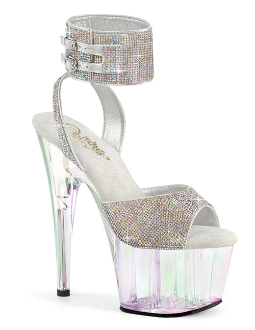 Adore-791HTRS Rhinestone Ankle Cuff Platform Holo Bottom