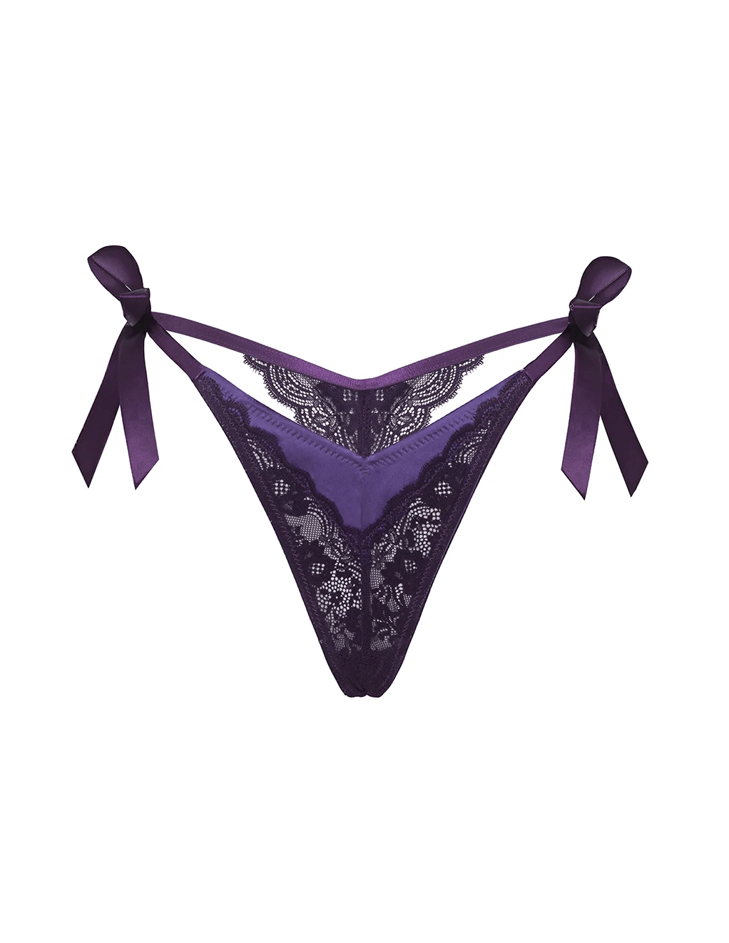 Hailey Satin & Lace Tie Side G-String