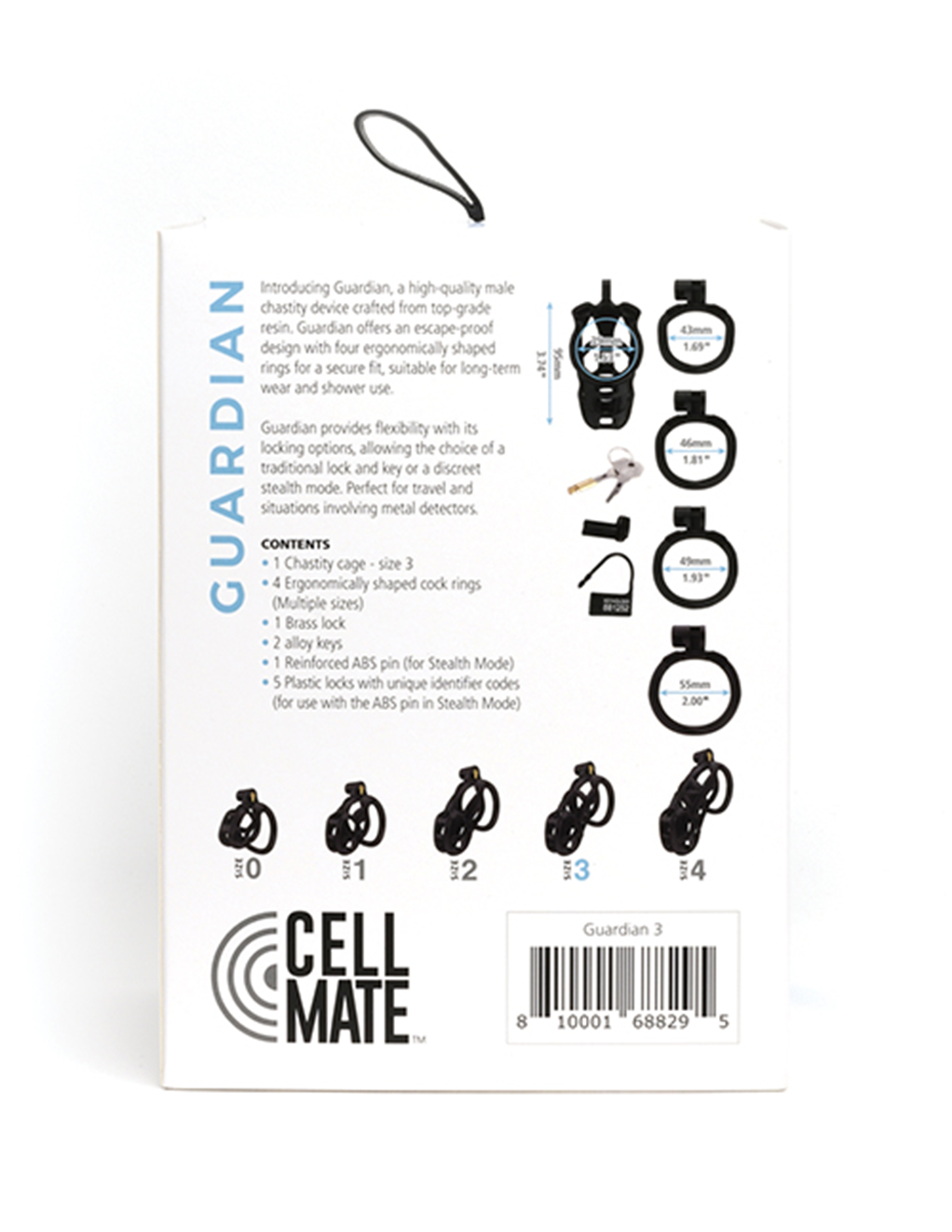 Cellmate Guardian Chastity Cage – Size 3 Black