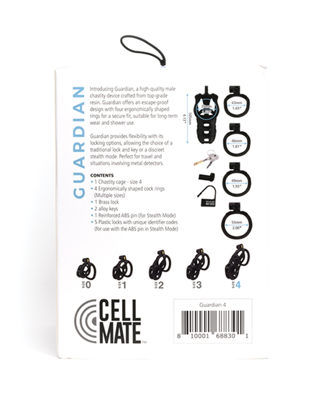 Cellmate Guardian Chastity Cage – Size 4 Black