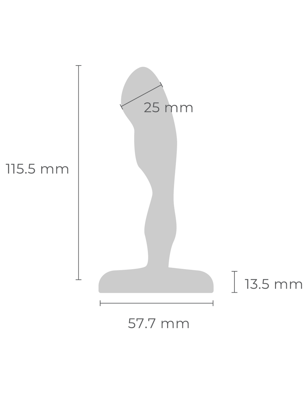B-Vibe Stainless Steel Prostate Plug - Measurements