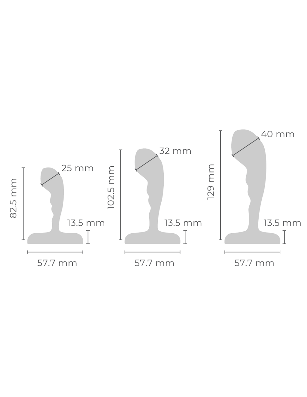 B-Vibe Stainless Steel P-Spot Training Set - Measurements
