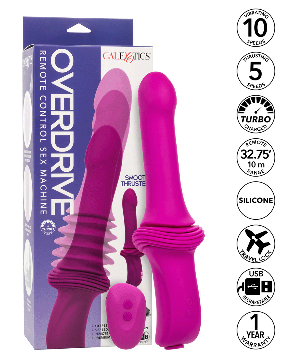 Overdrive Smooth Thruster Thrusting Silicone Dildo