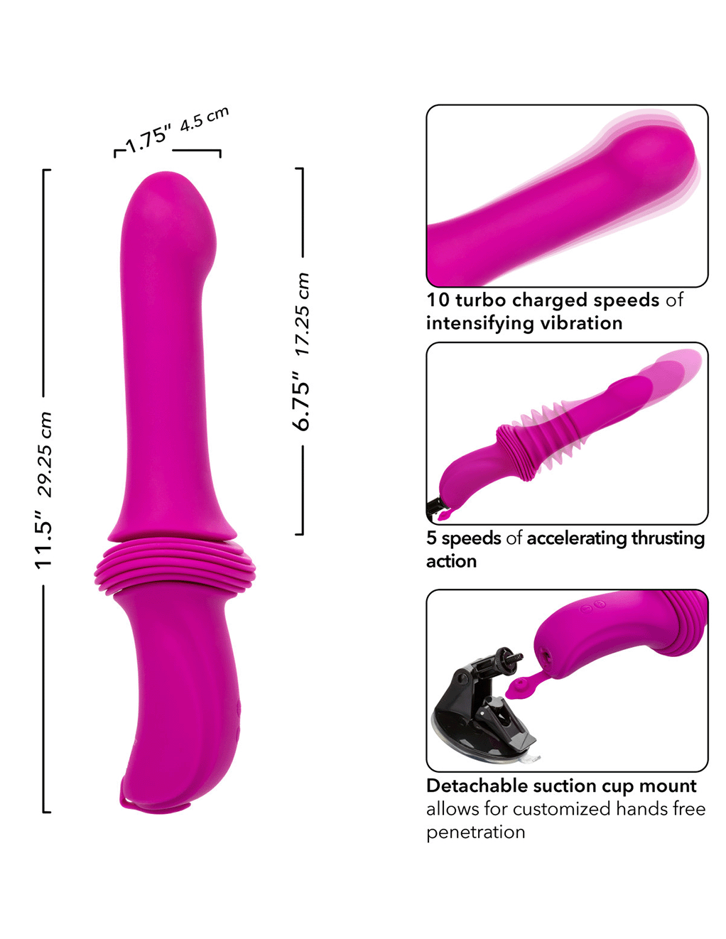 Overdrive Smooth Thruster Thrusting Silicone Dildo