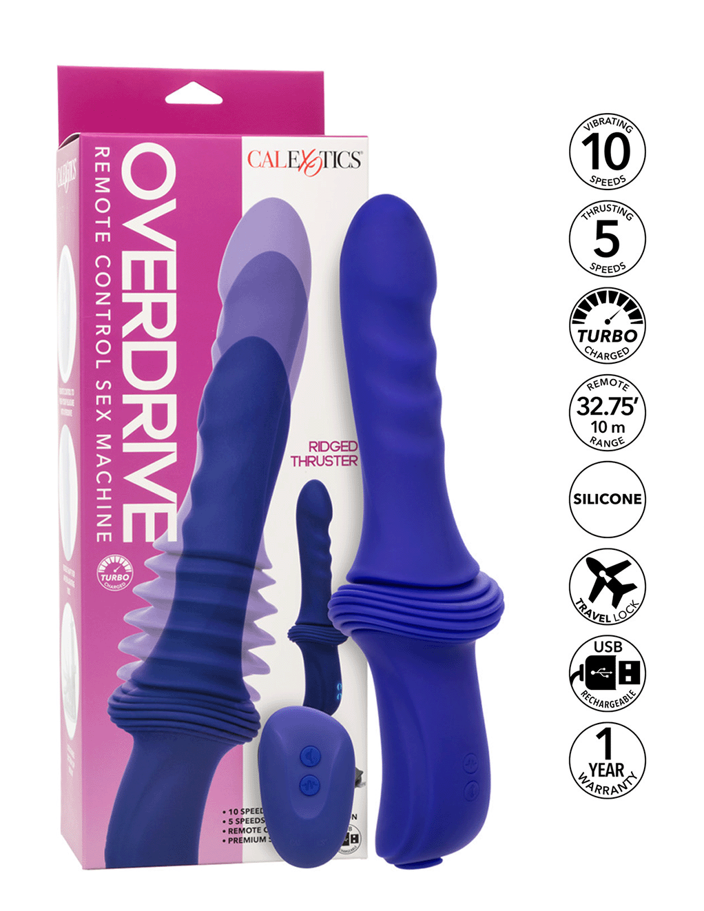 Overdrive Ridged Thruster Thrusting Silicone Dildo
