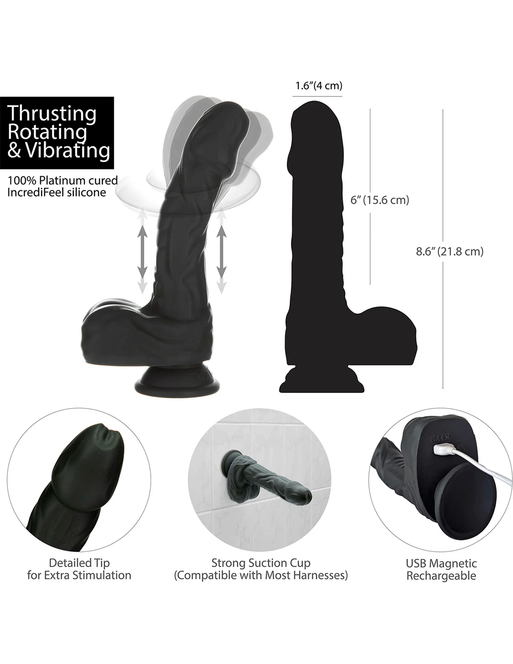Naked Addiction 8.6in Thrusting Rotating Dildo