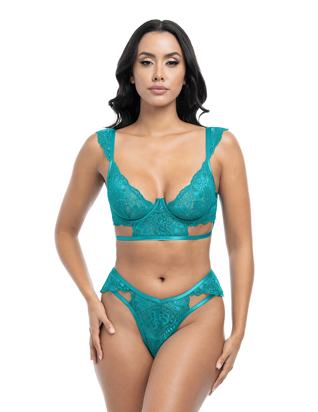 Farah Underwire Cap Sleeve Cut Out Bra & Panty Set