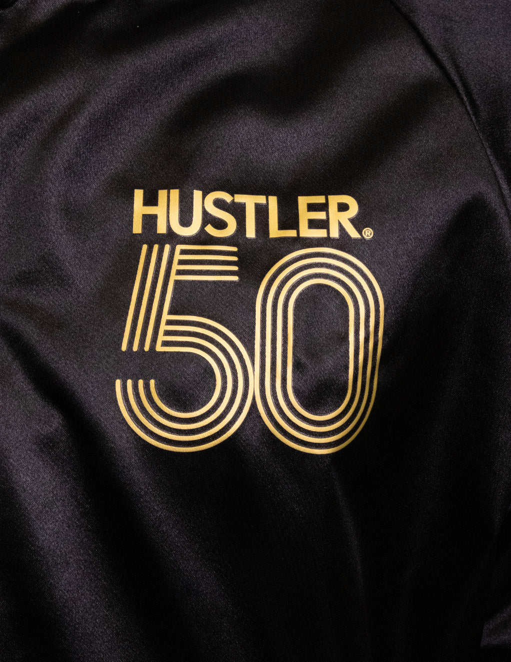 HUSTLER 50th Anniversary Satin Baseball Jacket