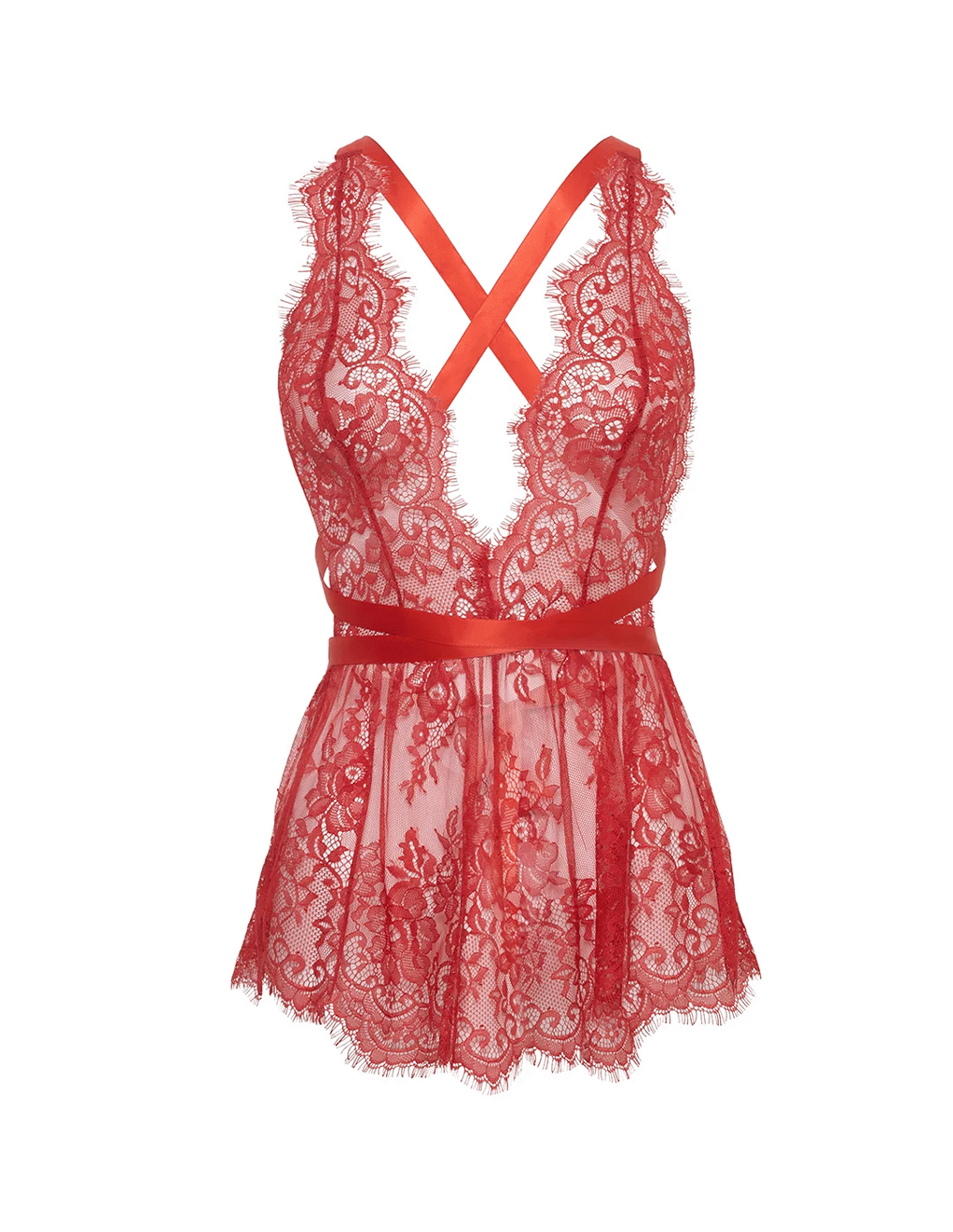 Brea Eyelash Lace Romper w. Functional Ties