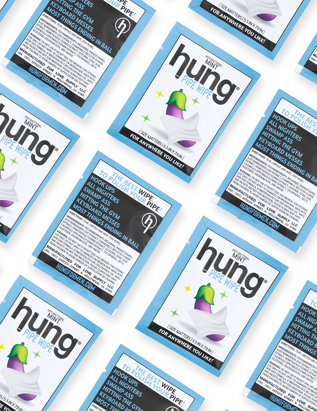 Hung Pipe Wipes Mens Personal Wipes 16ct