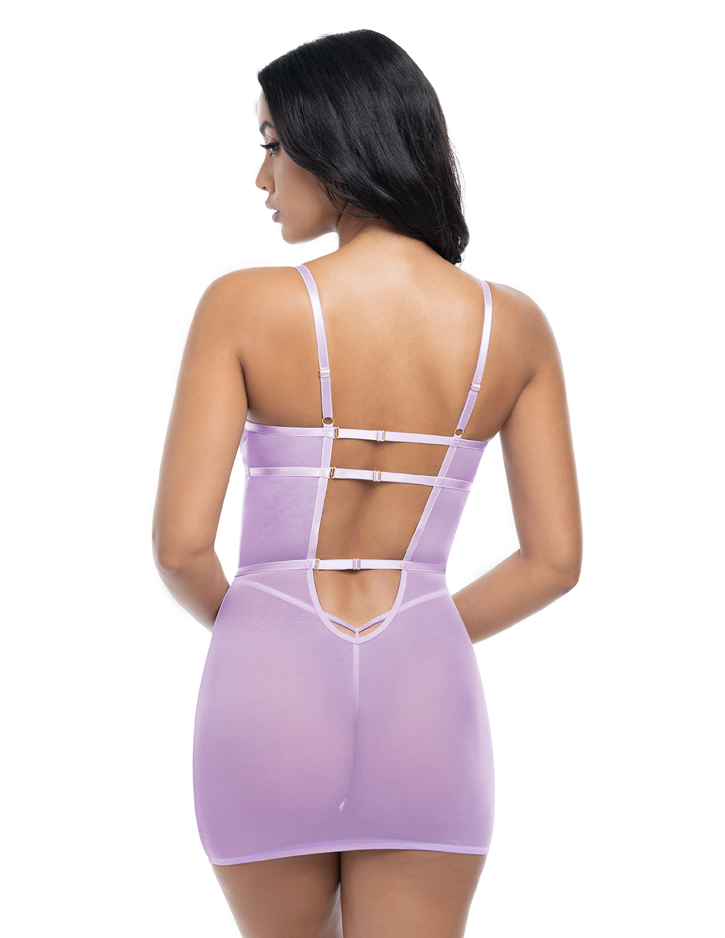 Lavender Contrast Floral Embroidered Chemise