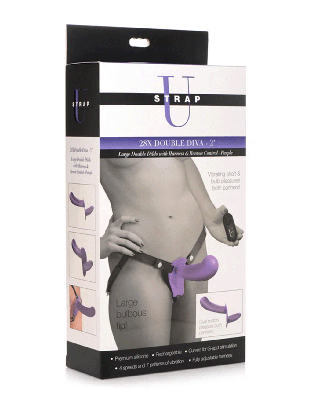 28X Double Diva 2in Double Dildo w. Harness