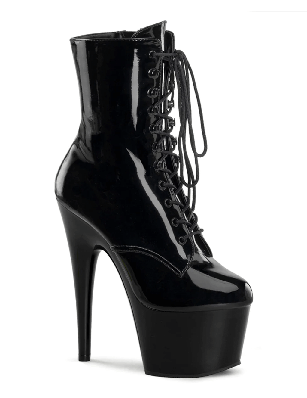 Pleaser Adore 1020 Platform Lace-Up Ankle Boot - Black Patent - Main