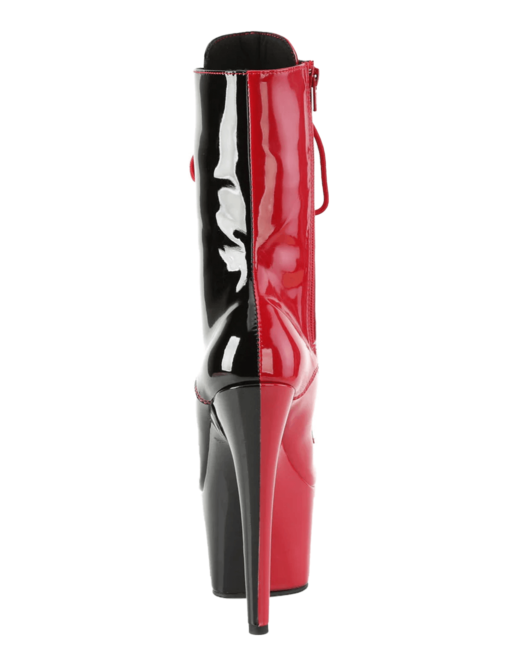 Pleaser Adore-1040TT Lace Up Ankle Boot - Black/Red - Back