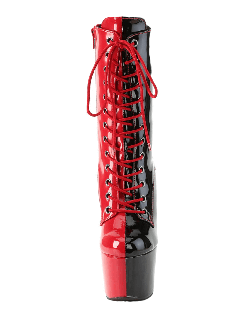 Pleaser Adore-1040TT Lace Up Ankle Boot - Black/Red - Front