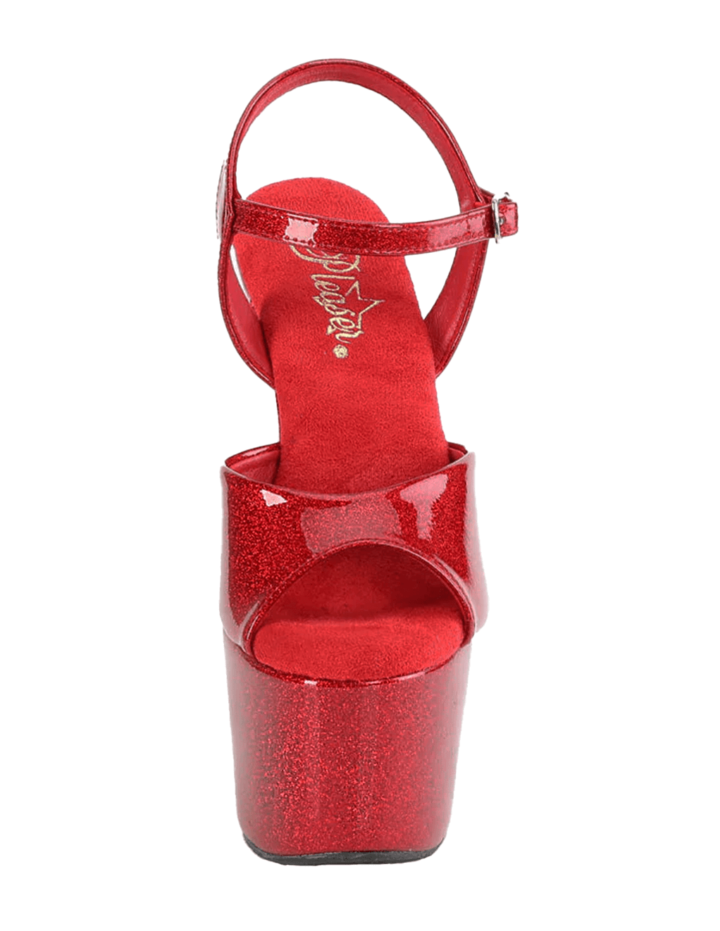 Pleaser Adore 709GP Platform Ankle Strap Sandal - Red - Front