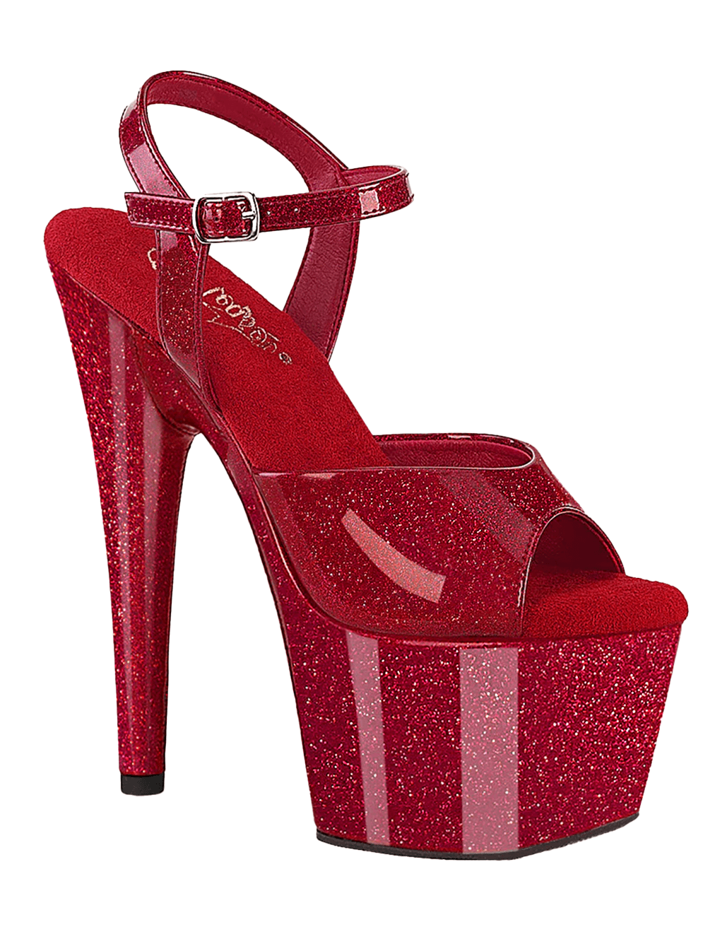 Pleaser Adore 709GP Platform Ankle Strap Sandal - Red - Main