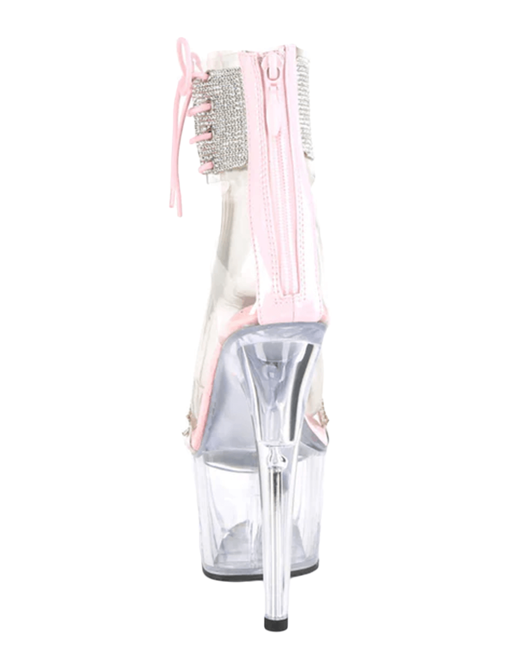 Pleaser Adore 727RS Rhinestone Ankle Cuff Platform Sandal - Clear/Pink - Back