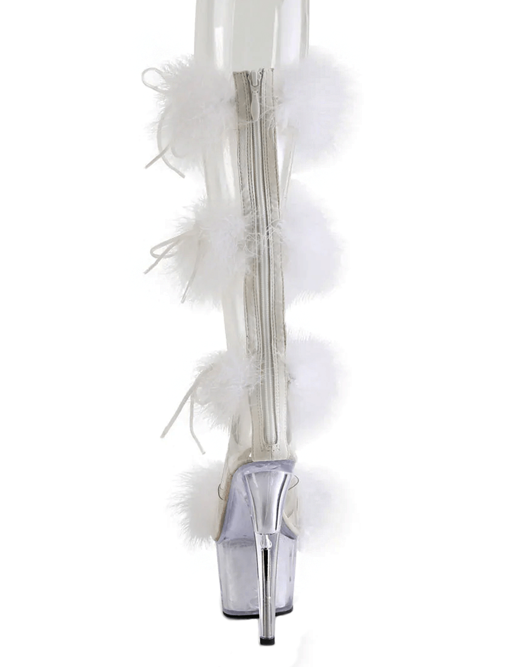 Pleaser Adore 728F Marabou Strap Platform - White - Back