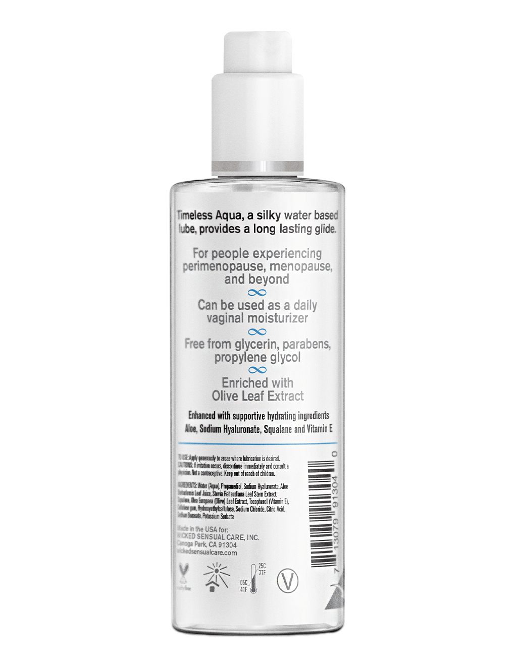 Wicked Simply Timeless Aqua Lubricant - 4oz - Back