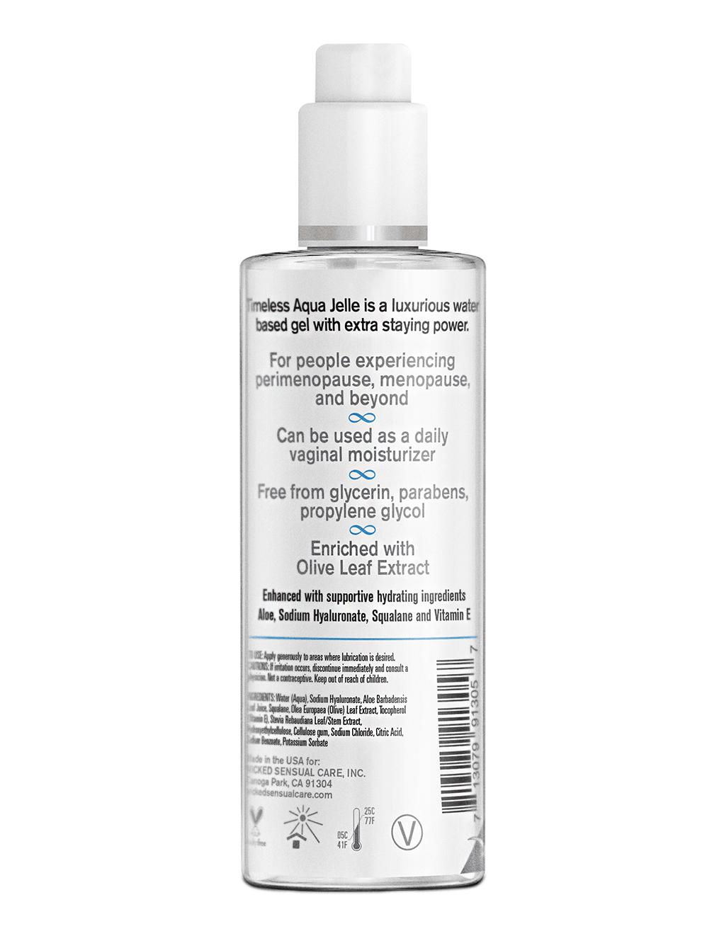 Wicked Simply Timeless Aqua Jelle Lubricant - 4oz - Back