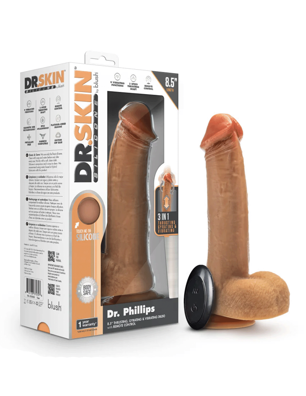 Dr. Phillips 8.5in Silicone Thrusting Dildo
