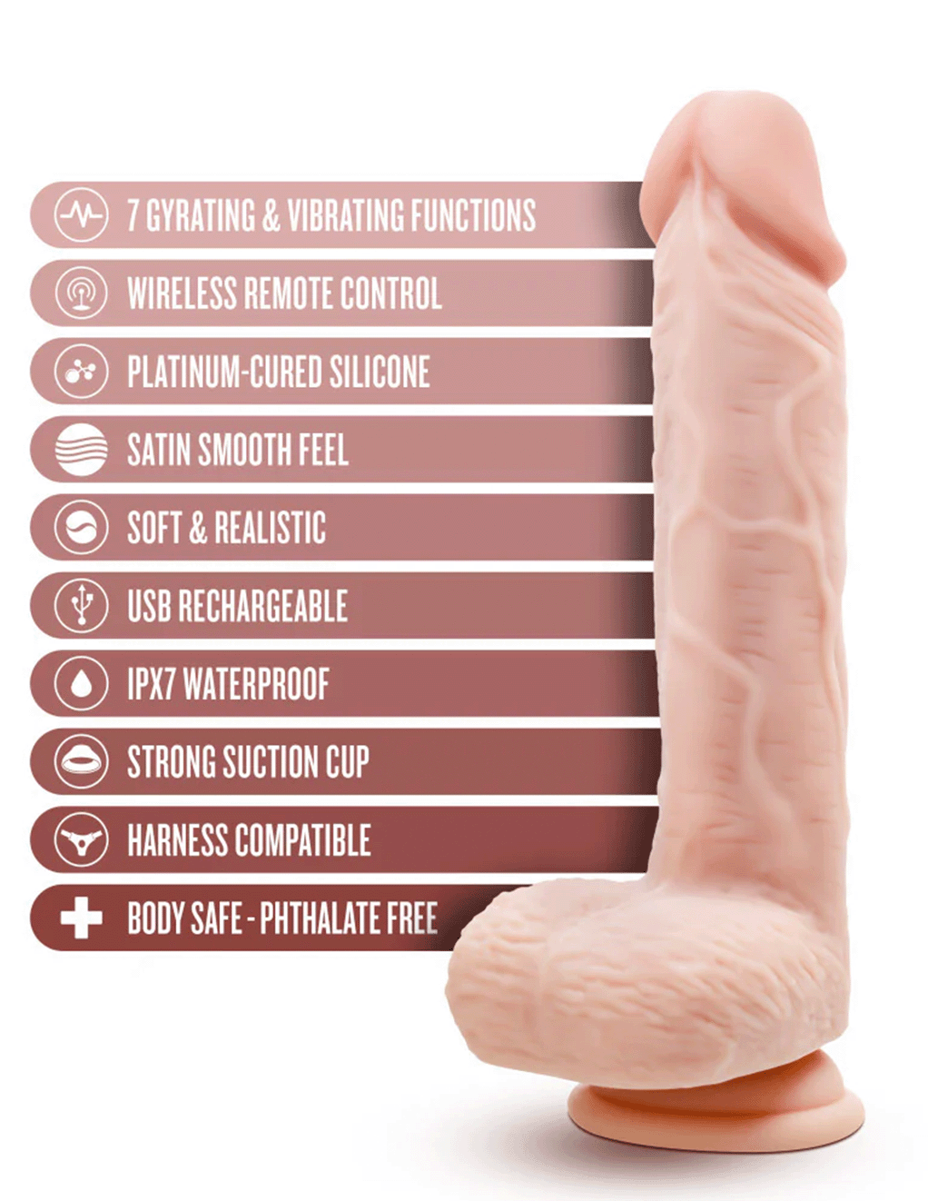Dr. Ethan 8.5in Silicone Gyrating Dildo