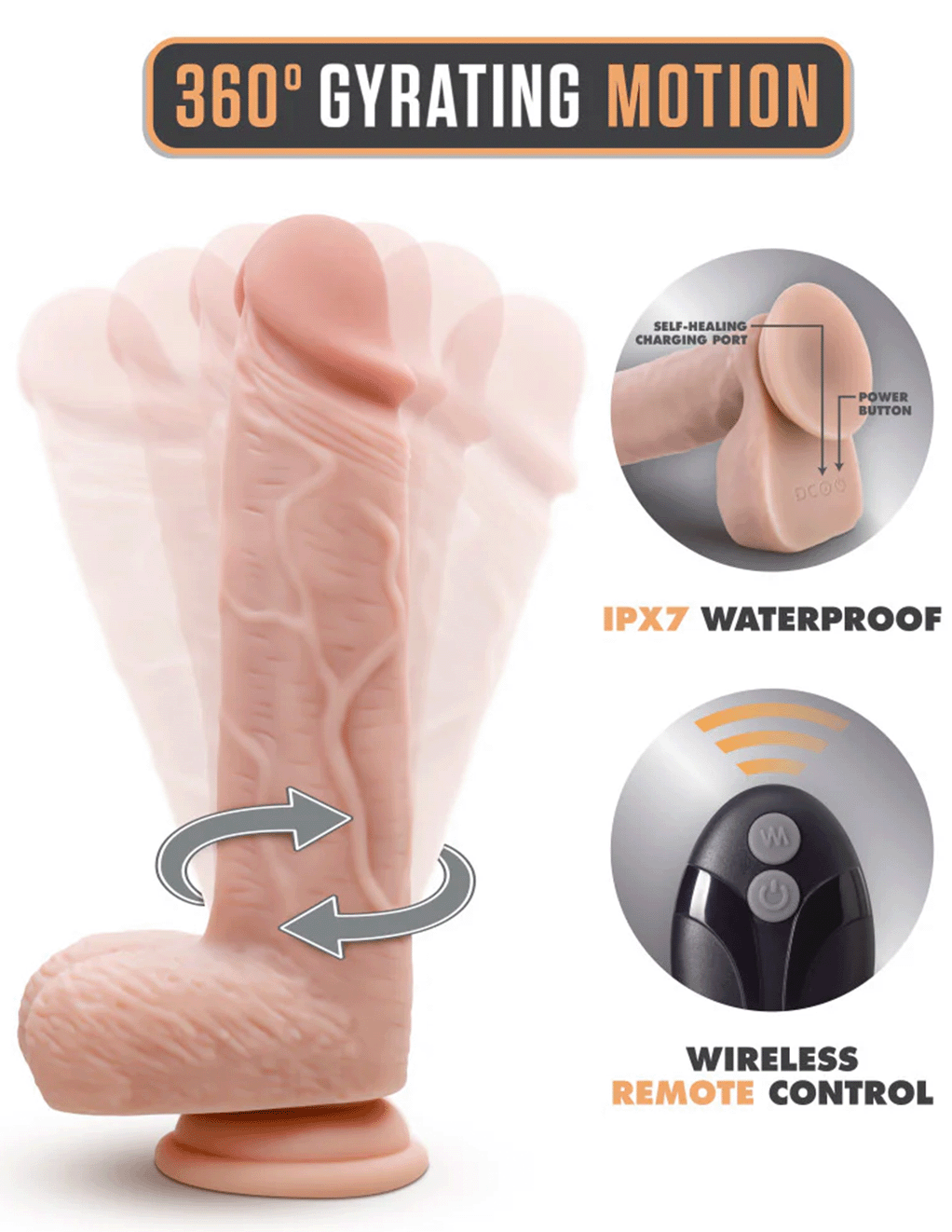 Dr. Ethan 8.5in Silicone Gyrating Dildo