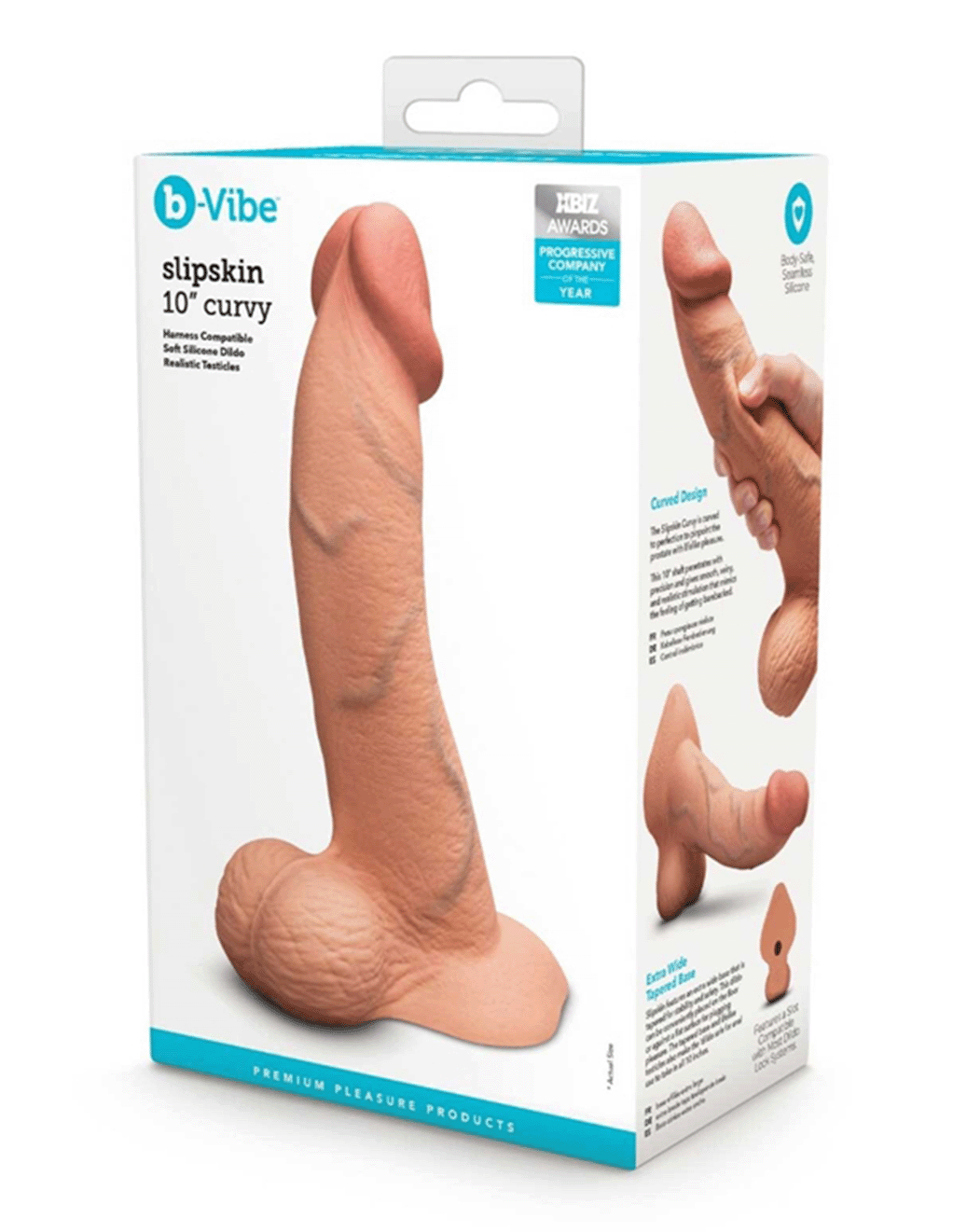 Slipskin 10in Curvy Realistic Strap-On Dildo