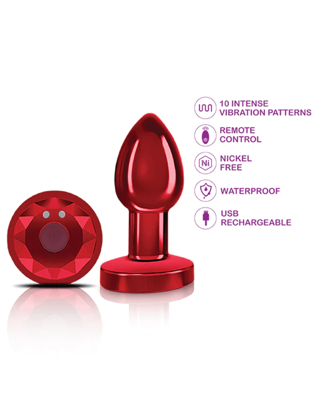 Cheeky Charms Metal Vibrating Plug Medium - Specs