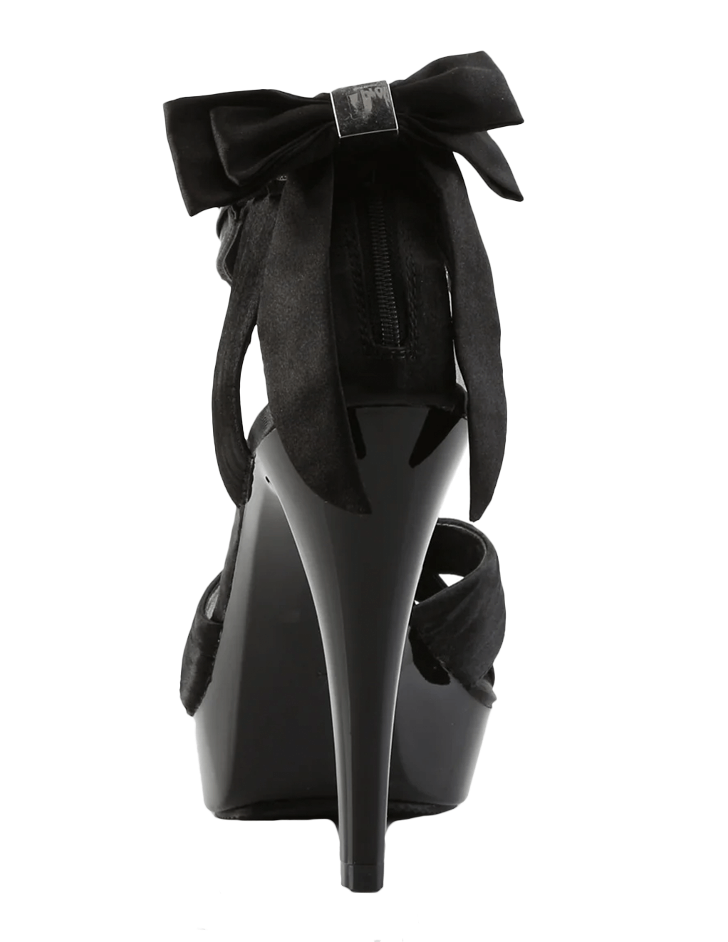 Cocktail-568 Open Toe Heel Sandal With Bow - Black Satin/Black - Back