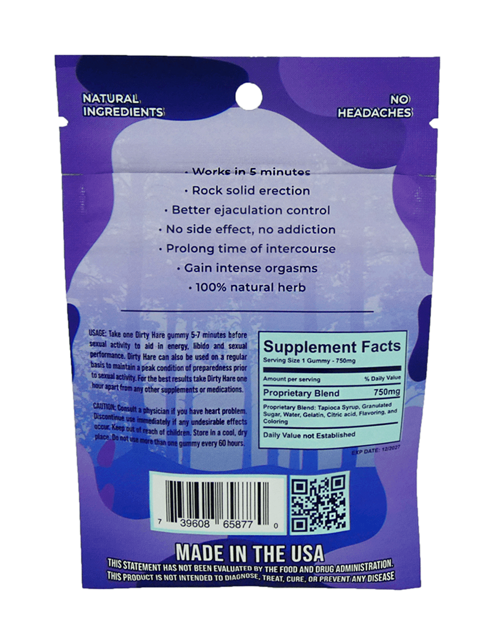 Dirty Hare Mens Gummy 2ct - Back