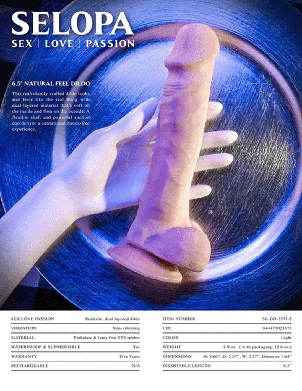 Selopa 6.5in Natural Feel Dildo