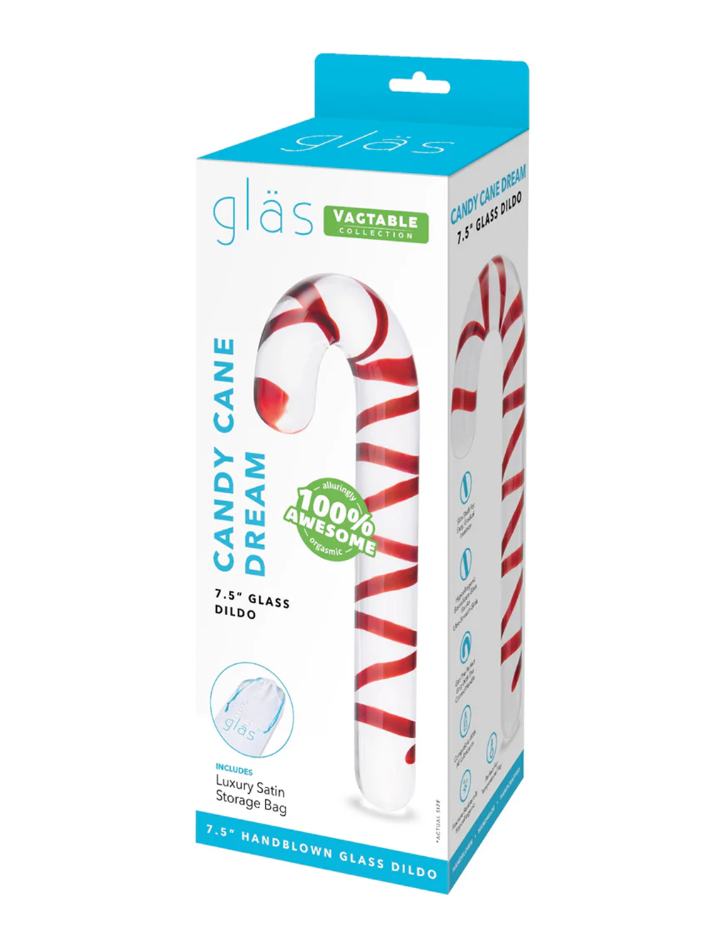 Candy Cane Dream 7.5in Glass Dildo