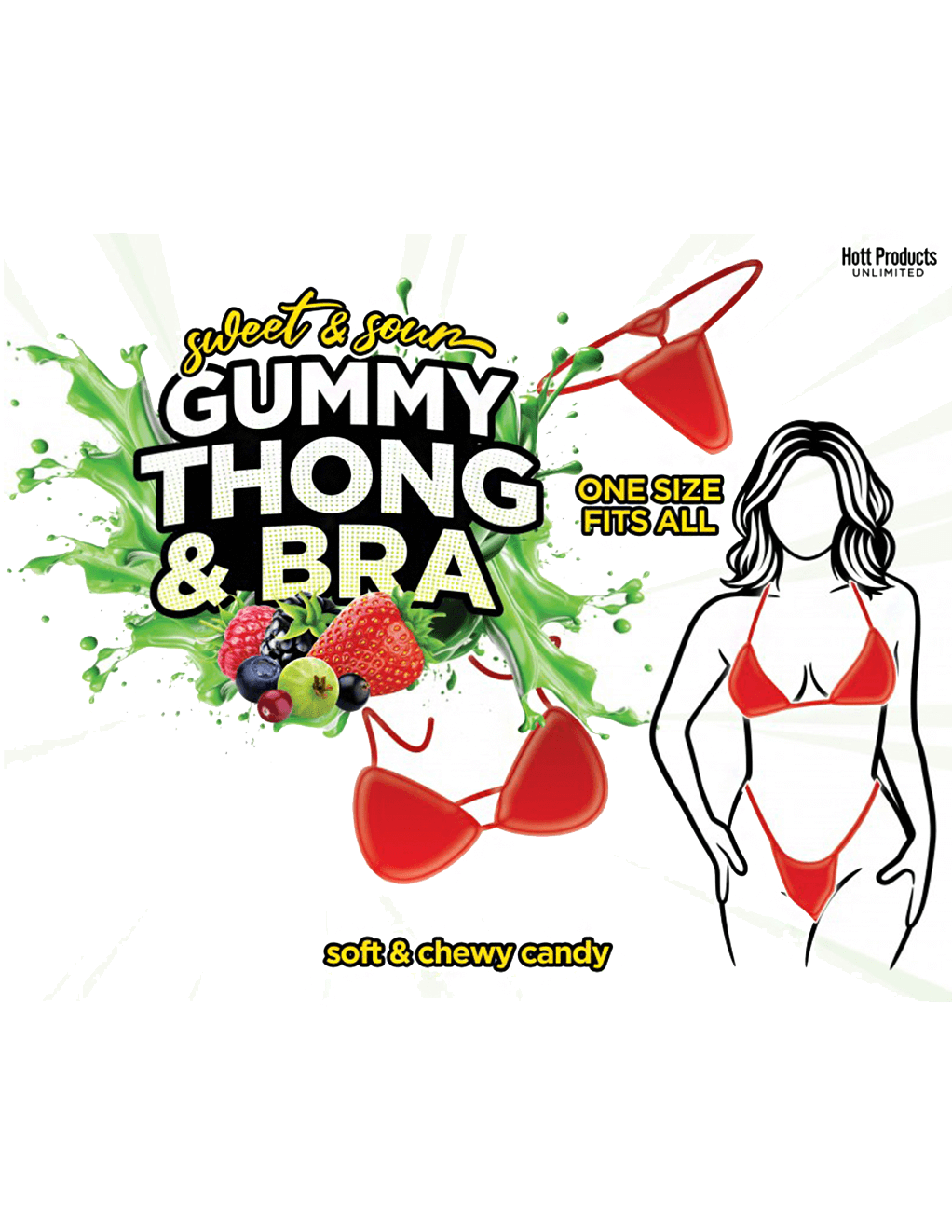 Hott Products Sweet & Sour Gummy Thong & Bra