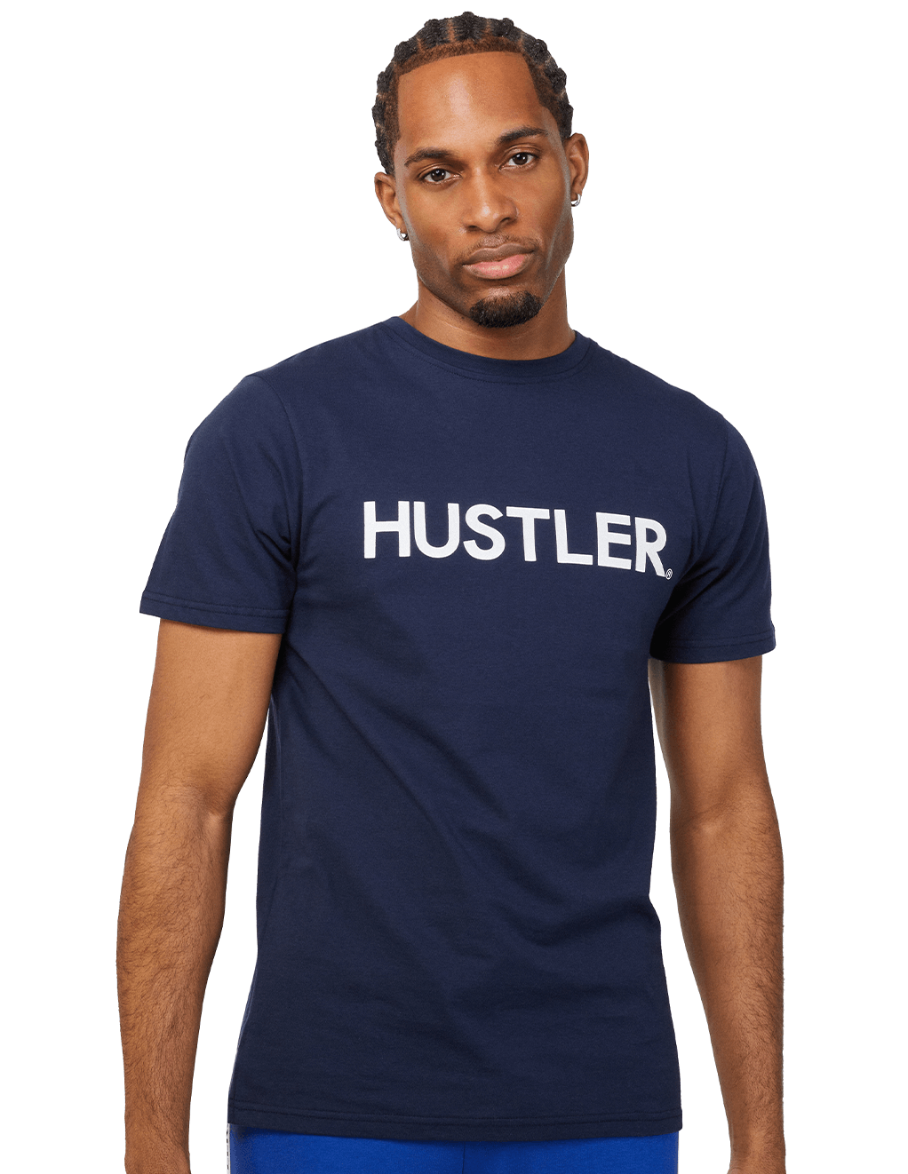 HUSTLER Classic Logo Crew Neck Tee - Navy Front