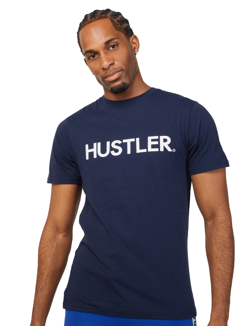 HUSTLER Classic Logo Crew Neck Tee - Navy Front