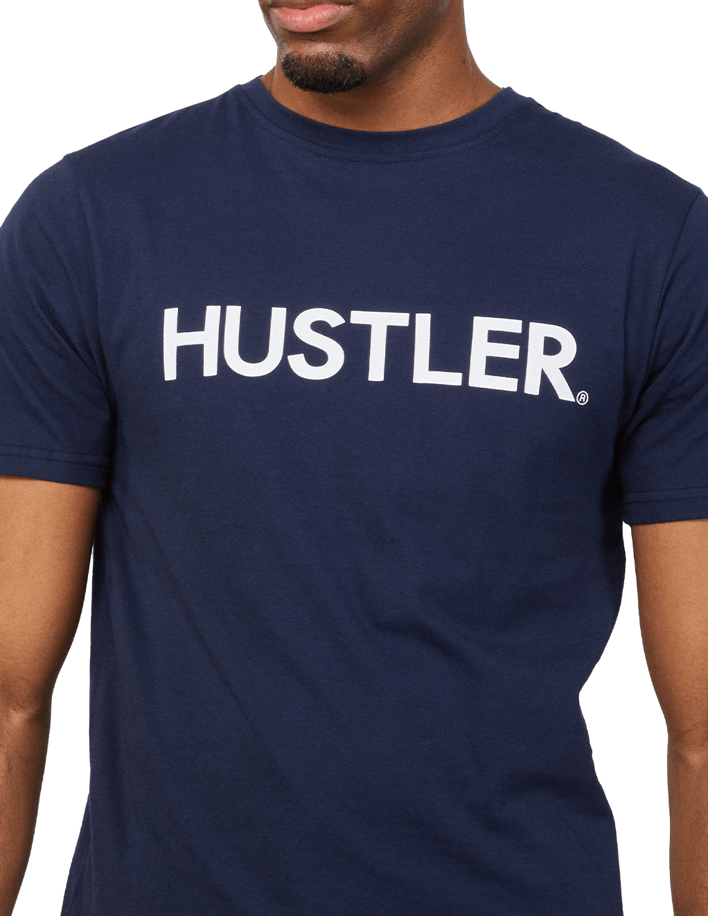 HUSTLER Classic Logo Crew Neck Tee - Navy logo