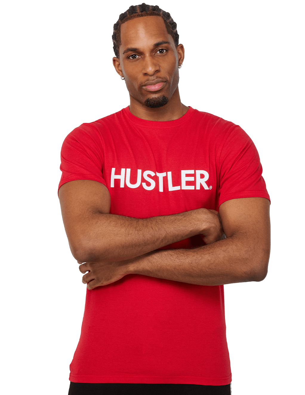 HUSTLER Classic Logo Crew Neck Tee - Red Front
