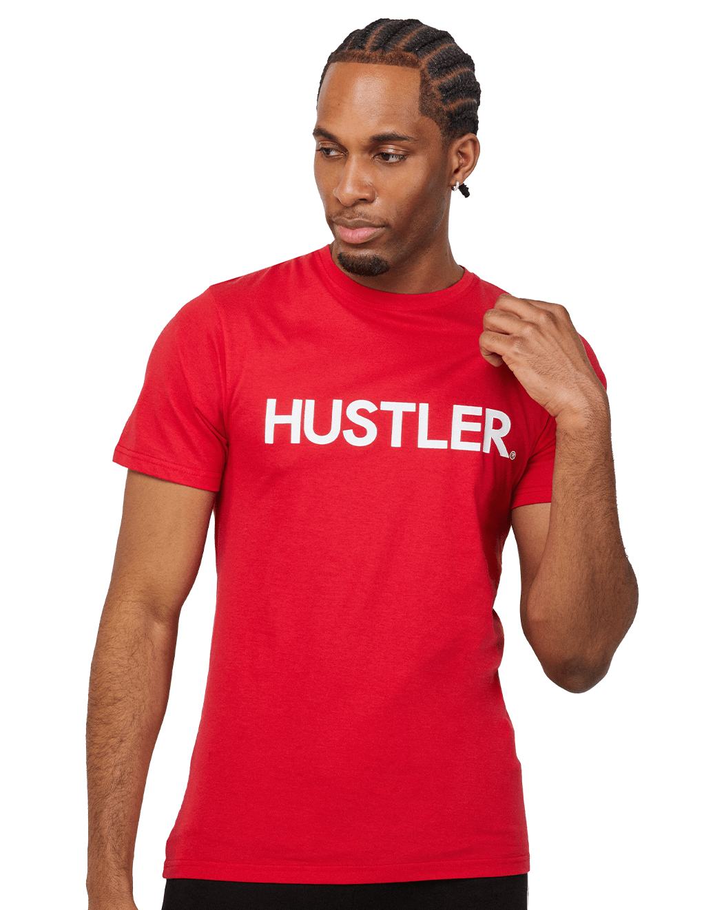 HUSTLER Classic Logo Crew Neck Tee - Red Front
