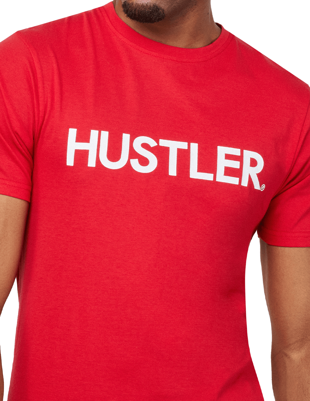 HUSTLER Classic Logo Crew Neck Tee - Red Logo