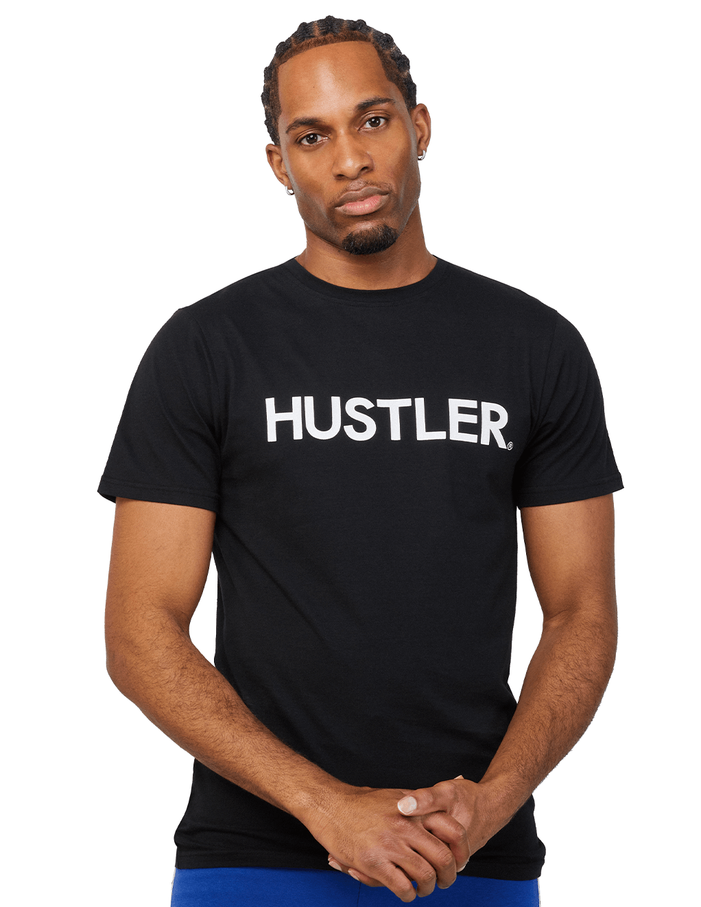 HUSTLER Classic Logo Crew Neck Tee - Black Front