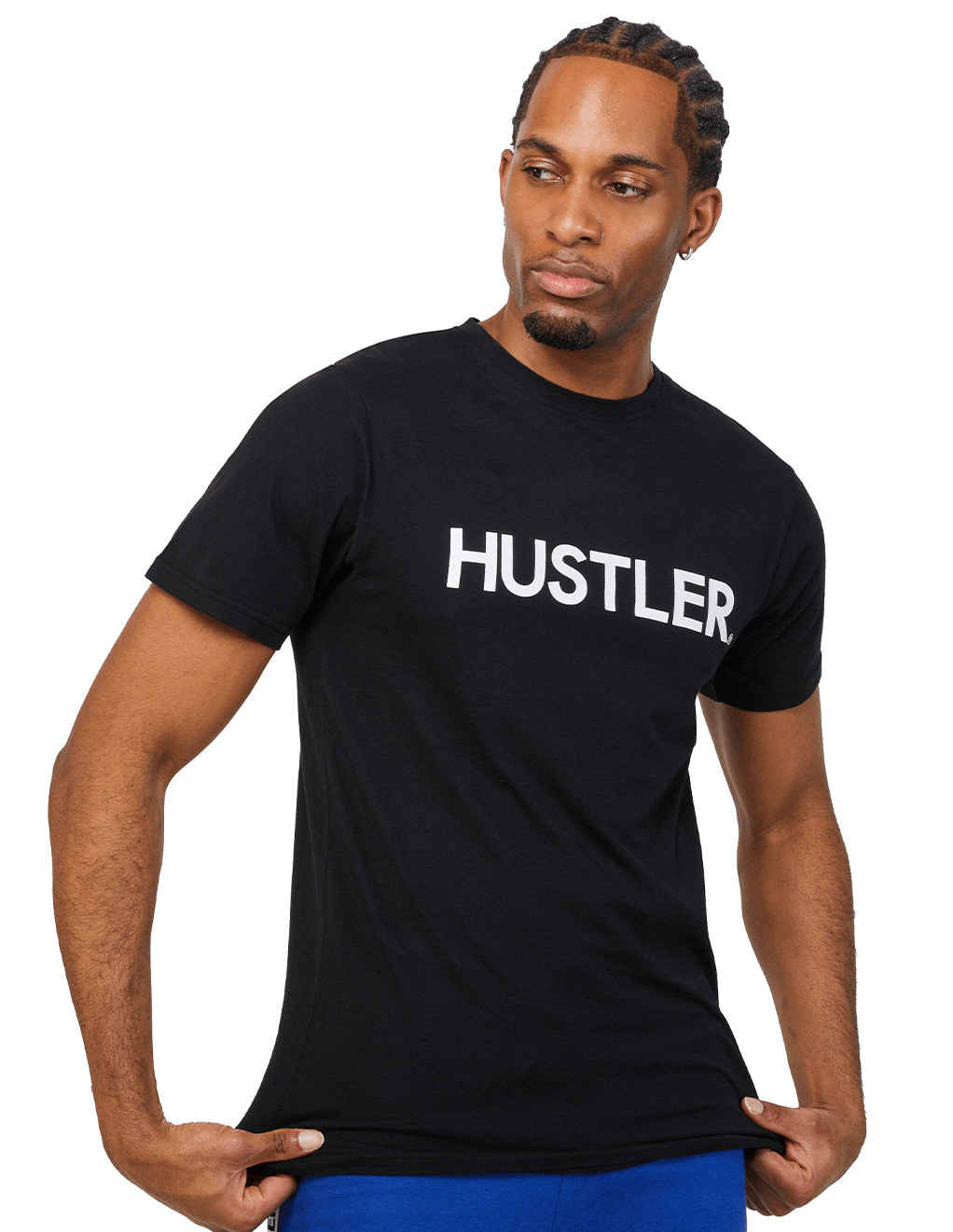 HUSTLER Classic Logo Crew Neck Tee - Black Front