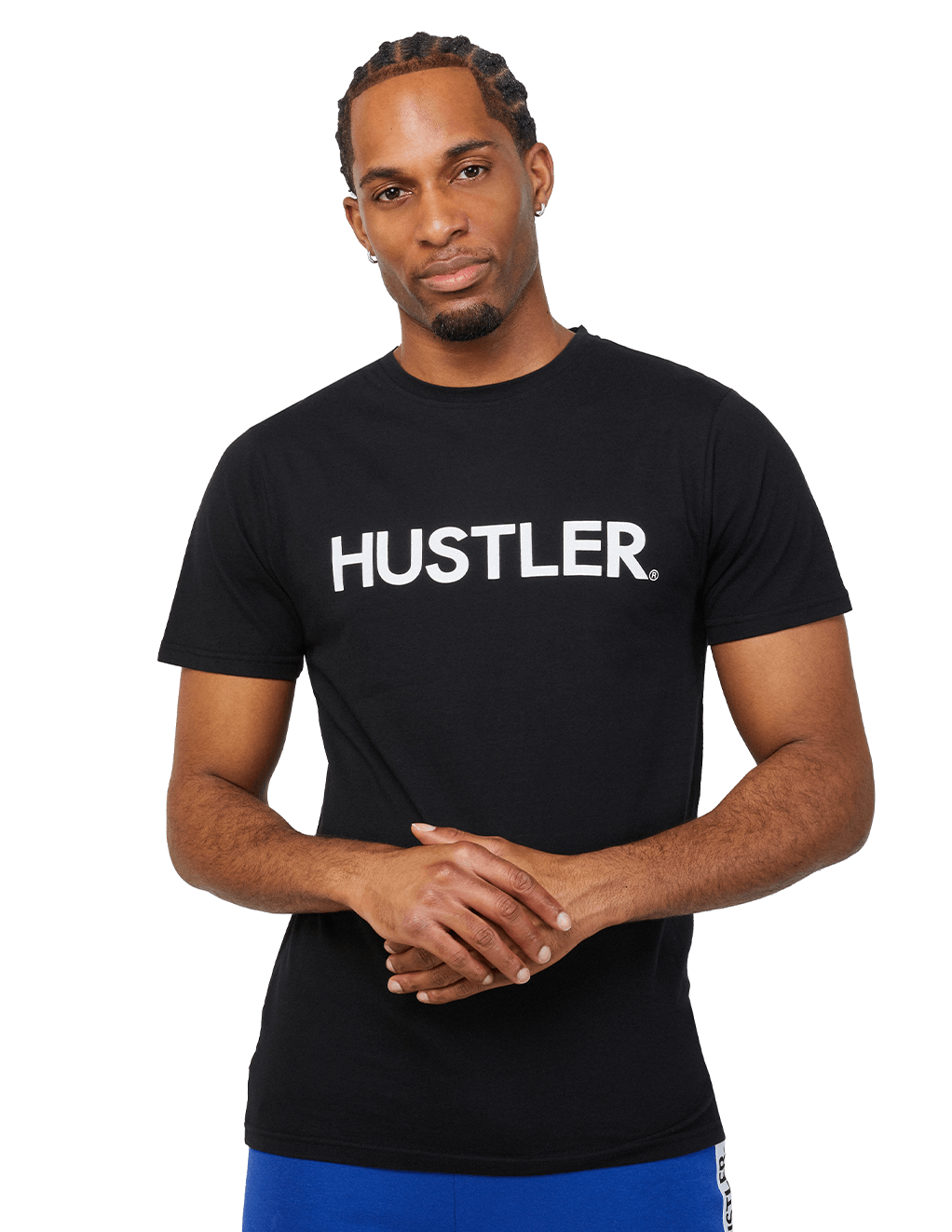 HUSTLER Classic Logo Crew Neck Tee - Black Front