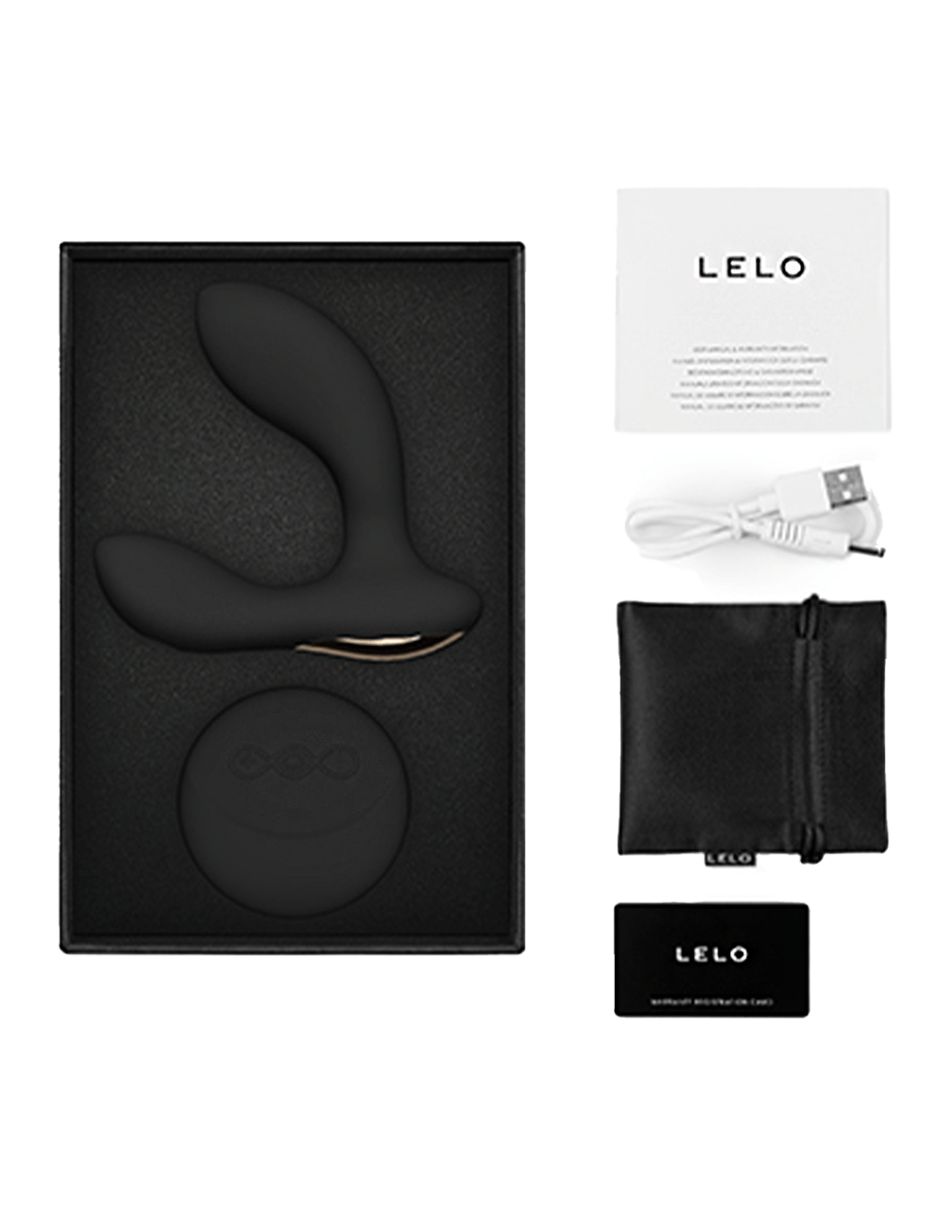 Lelo Hugo 2 Remote Control P-Spot Vibrator - Black - Box Contents
