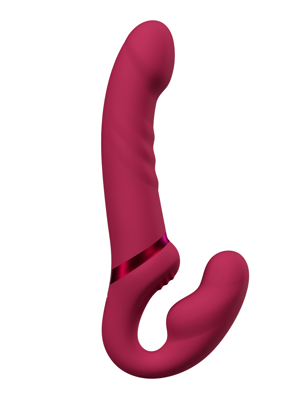 Lovense Lapis Vibrating Strapless Strap-On - Pink - Side