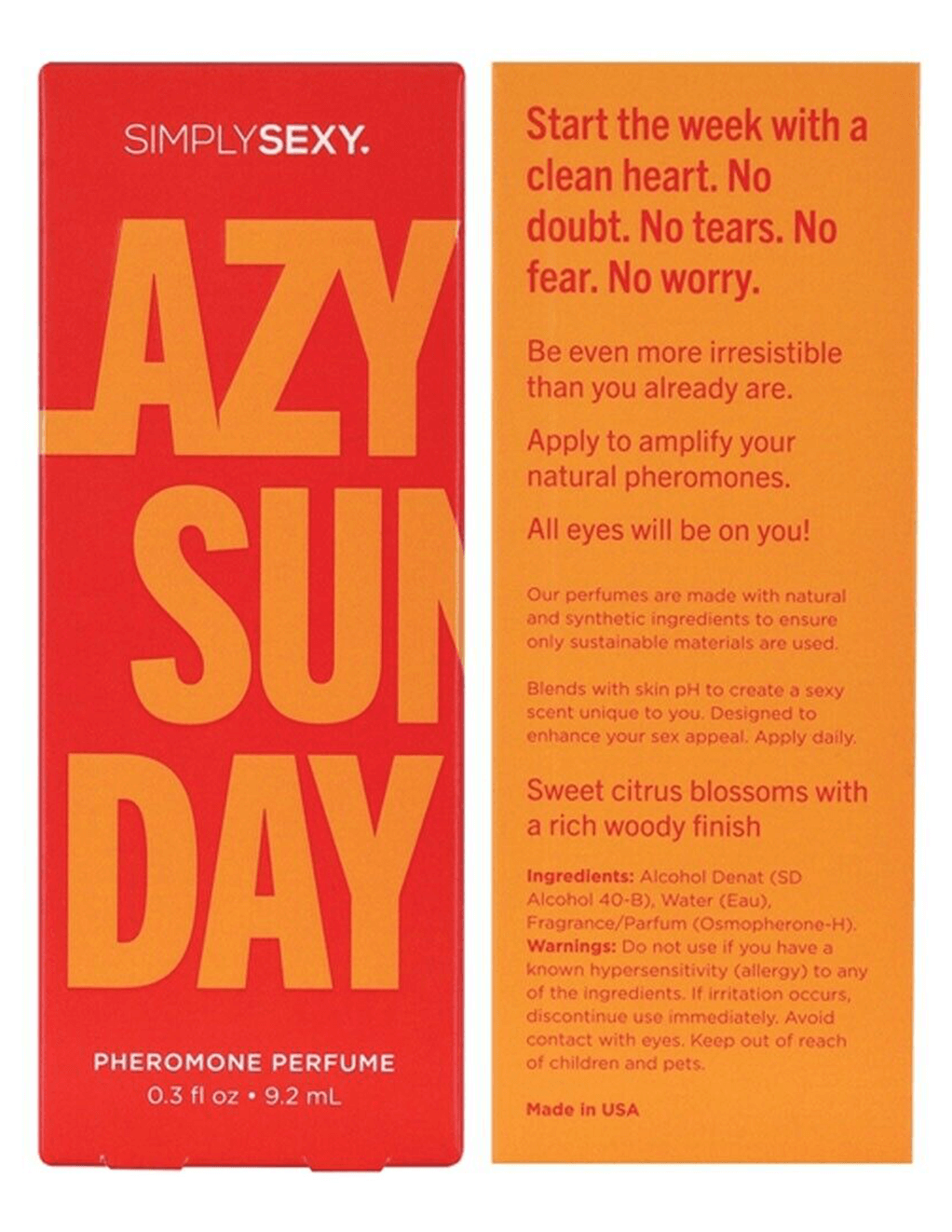 Simply Sexy Lazy Sunday Pheromone Perfume - Box Details