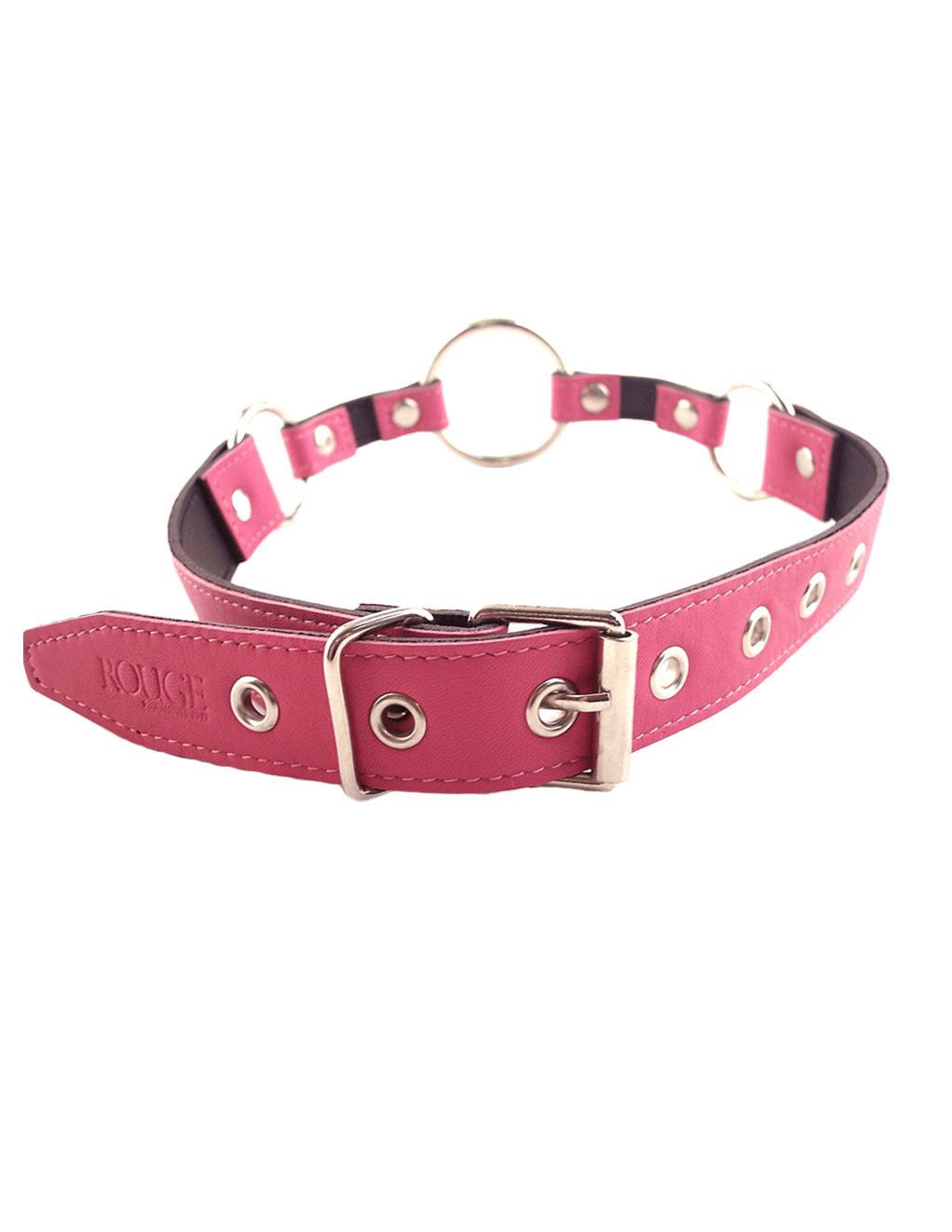 Rouge Leather O-Ring Gag - Pink - Back