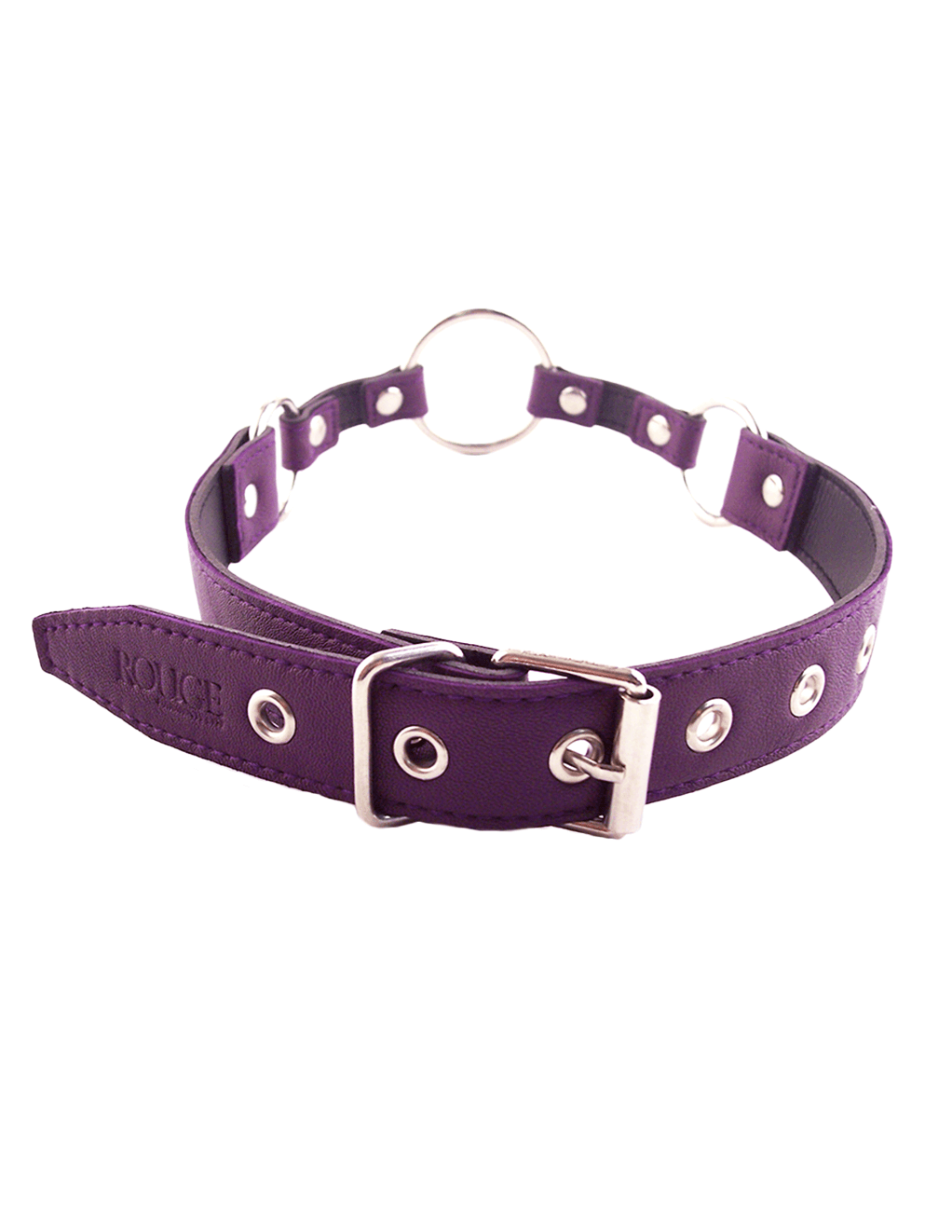 Rouge Leather O-Ring Gag - Purple - Back